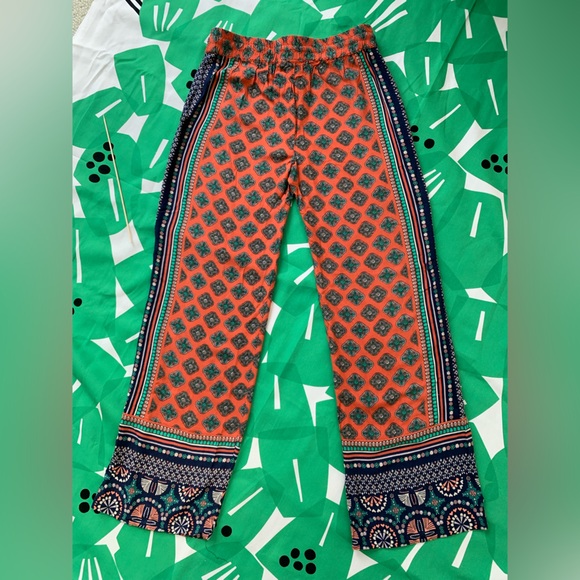 NWOT Lucy & Laurel Multicolor Light & Airy Bohemian Pants with Drawstring Waist - Picture 2 of 7